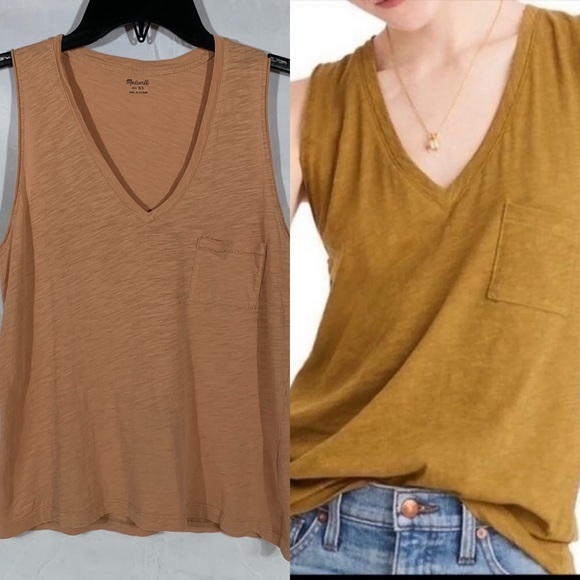 Madewell Tops - Madewell peach v neck sleeveless tank XS